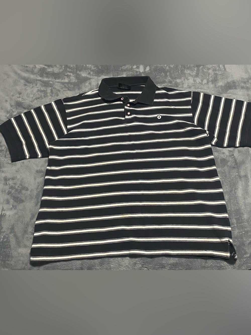 South Pole Black & White Striped Polo Shirt